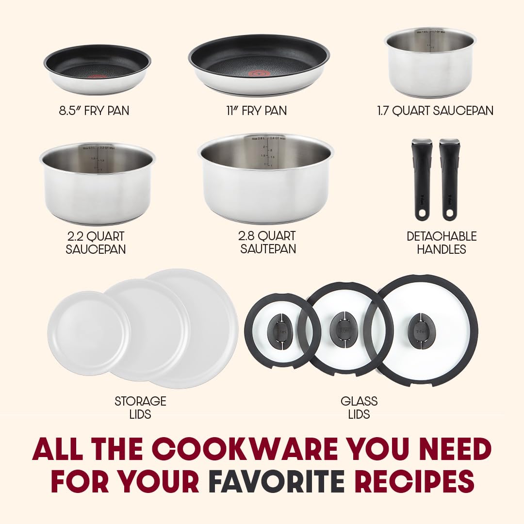 Foto 4 | Juego De Utensilios De Cocina T-fal Ingenio Expertise De Acero Inoxidable, 13 Piezas - Venta Internacional.