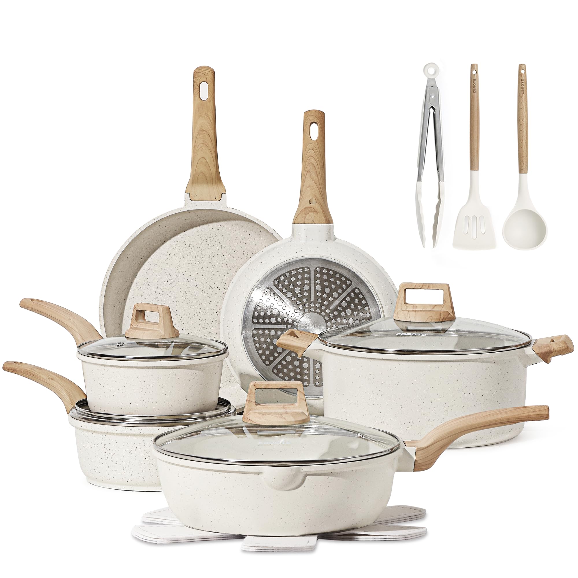 Foto 1 | Set De Utensilios De Cocina Carote De Granito Blanco Antiadherente 16 Piezas - Venta Internacional.