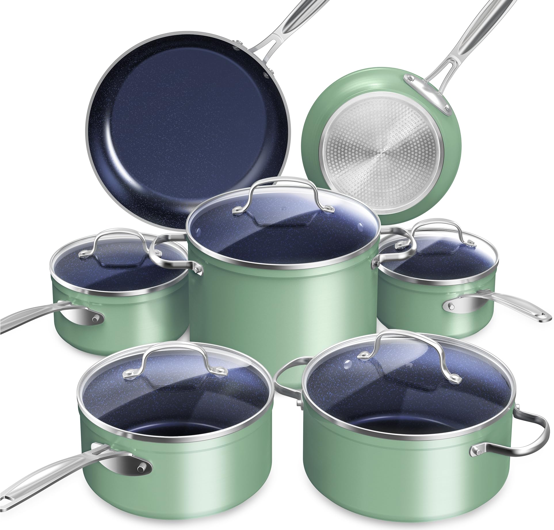 Foto 2 pulgar | Set De Utensilios De Cocina Nuwave Healthy Duralon Blue Ceramic Antiadherente - Venta Internacional.