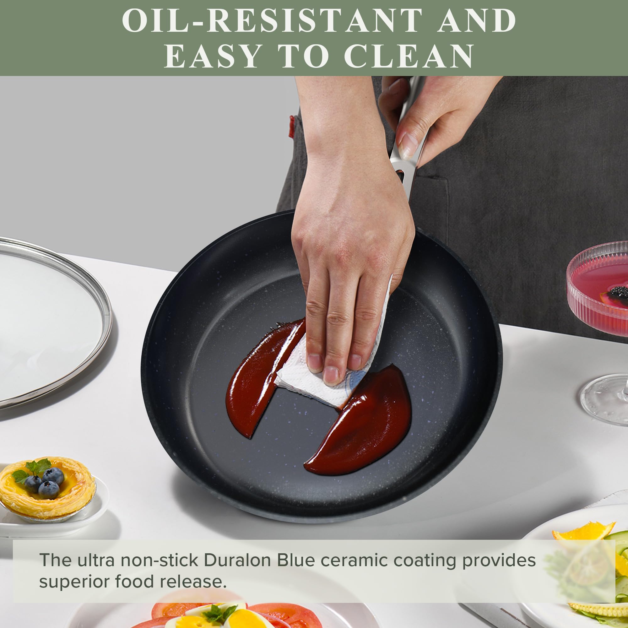 Foto 4 pulgar | Set De Utensilios De Cocina Nuwave Healthy Duralon Blue Ceramic Antiadherente - Venta Internacional.