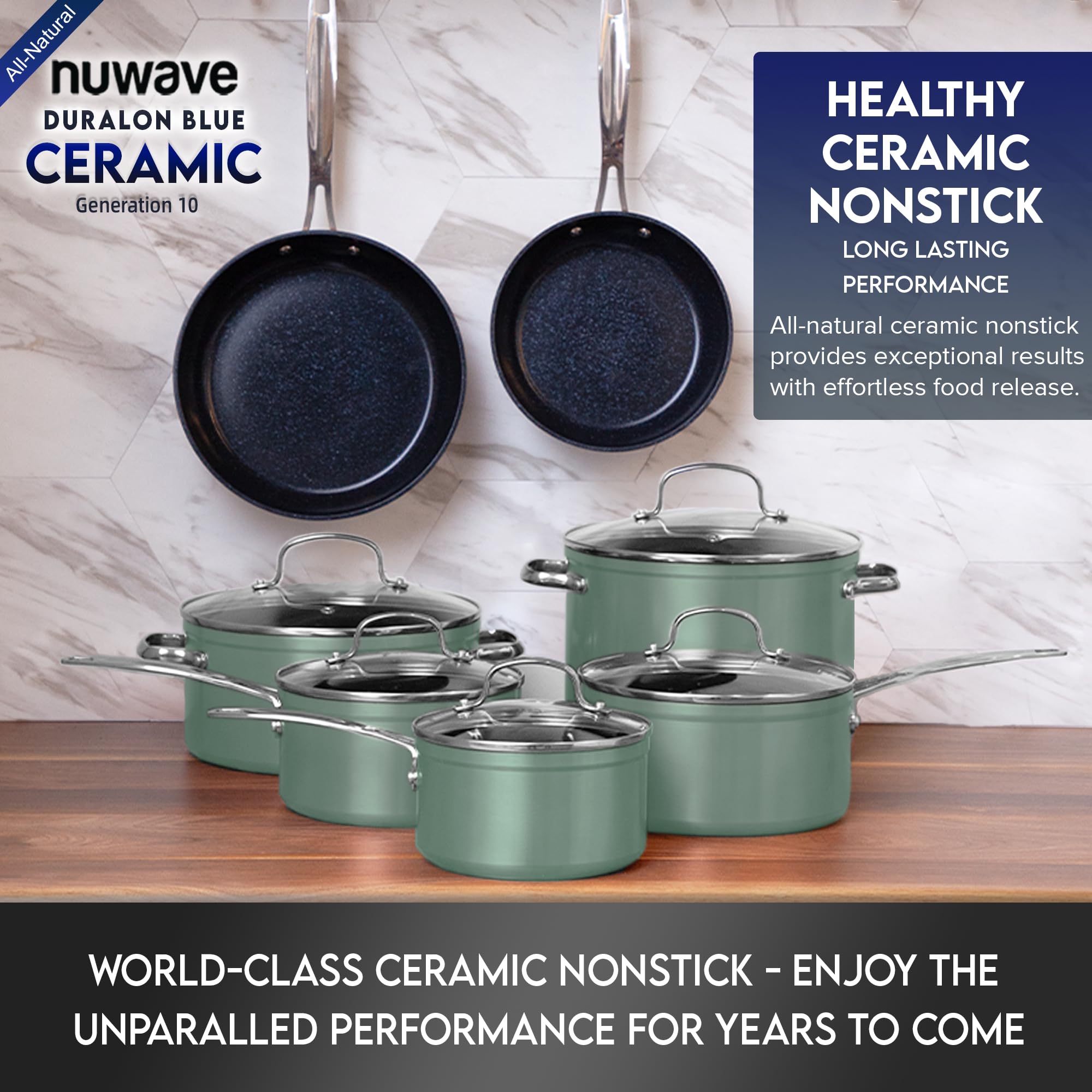 Foto 6 pulgar | Set De Utensilios De Cocina Nuwave Healthy Duralon Blue Ceramic Antiadherente - Venta Internacional.