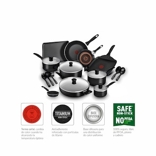 Foto 4 | Batería Cocina T-fal 20 Piezas Supercook Titanium Aluminio