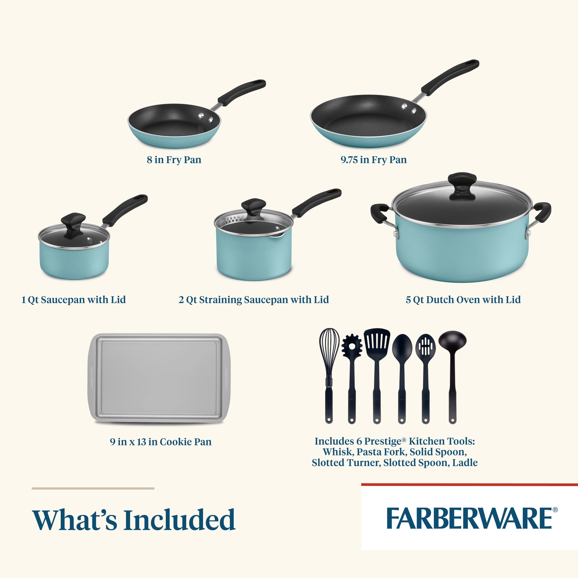 Foto 5 pulgar | Juego De Utensilios De Cocina Farberware Cookstart Diamondmax 15 Piezas Aqua - Venta Internacional.