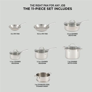 Foto 2 | Juego De Utensilios De Cocina T-fal De Acero Inoxidable, 11 Piezas, Aptos Para Inducción - Venta Internacional.