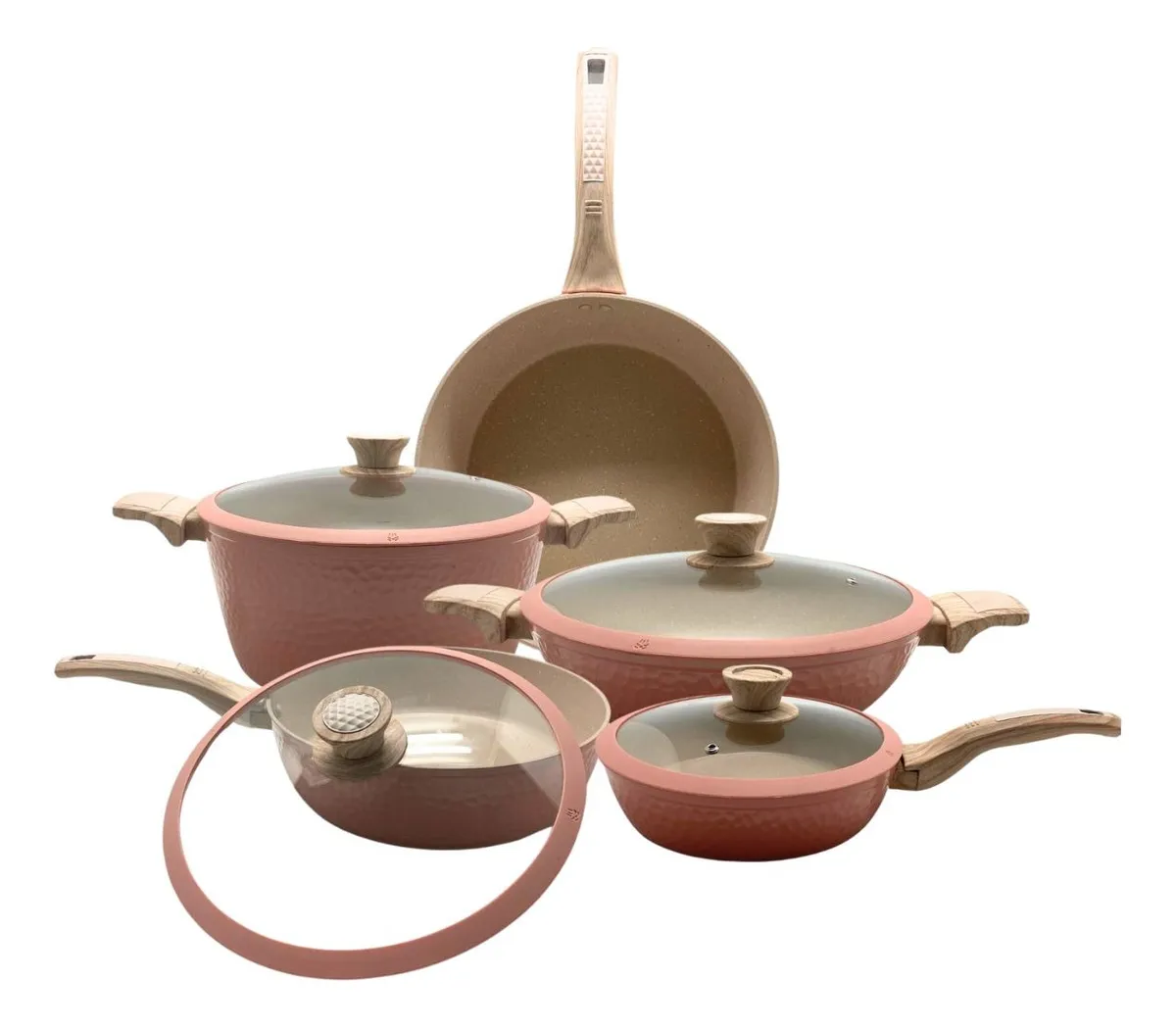 Foto 1 | Batería De Cocina Rosa 10 Piezas Antiadherente Amartillada Rosa