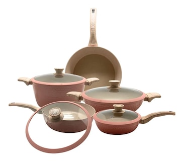 Foto 1 | Batería De Cocina Rosa 10 Piezas Antiadherente Amartillada Rosa