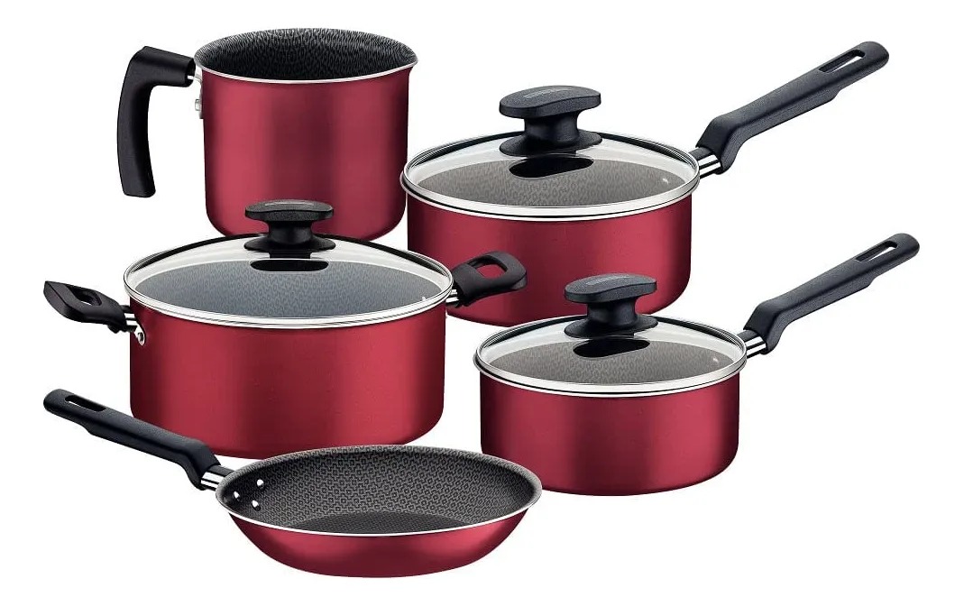 Foto 1 | Bateria De Cocina 5 Piezas Loreto Roja  Tramontina