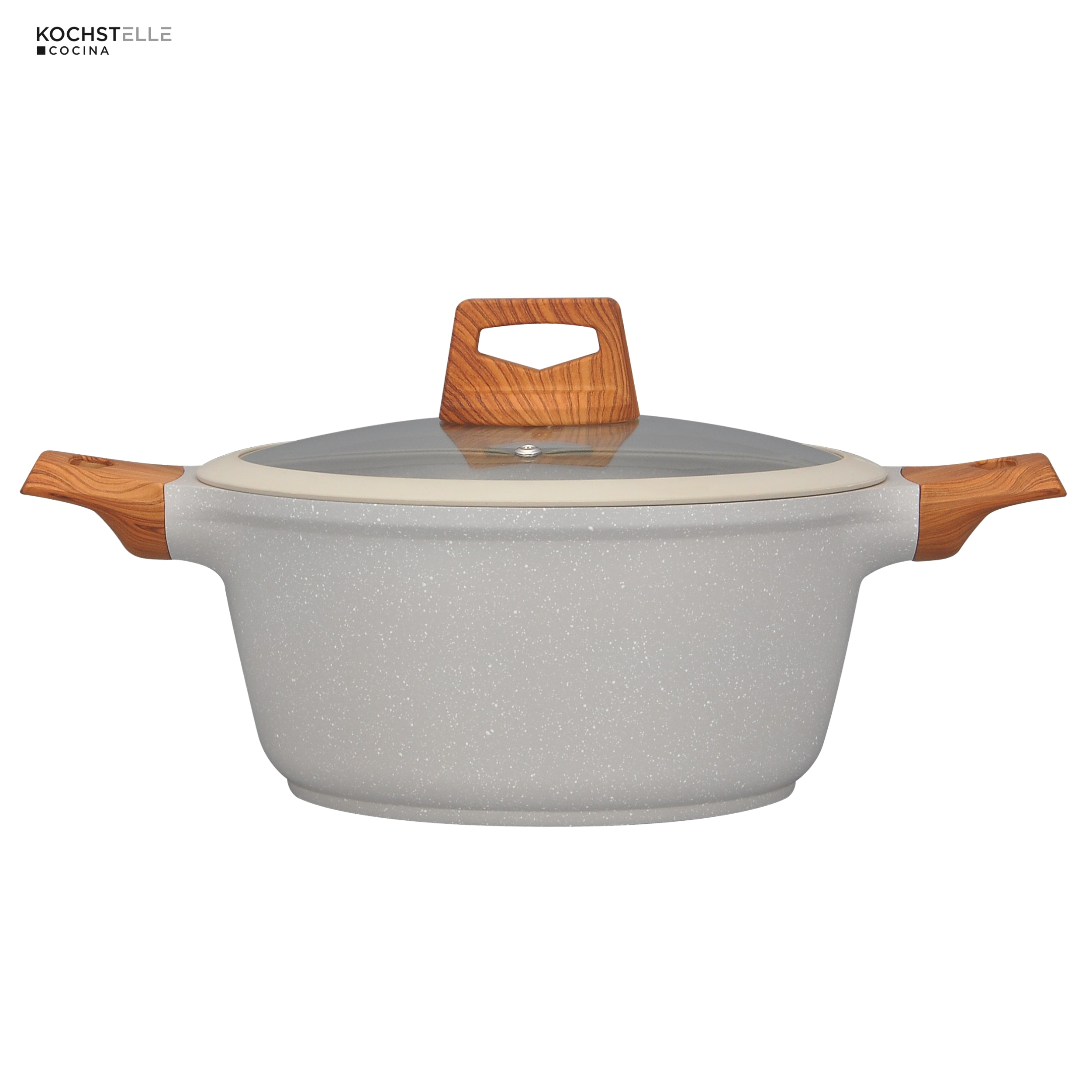 Foto 4 pulgar | Kochstelle Batería De Cocina Wood Color Blanco Mármol Antiadherente De 10 Piezas