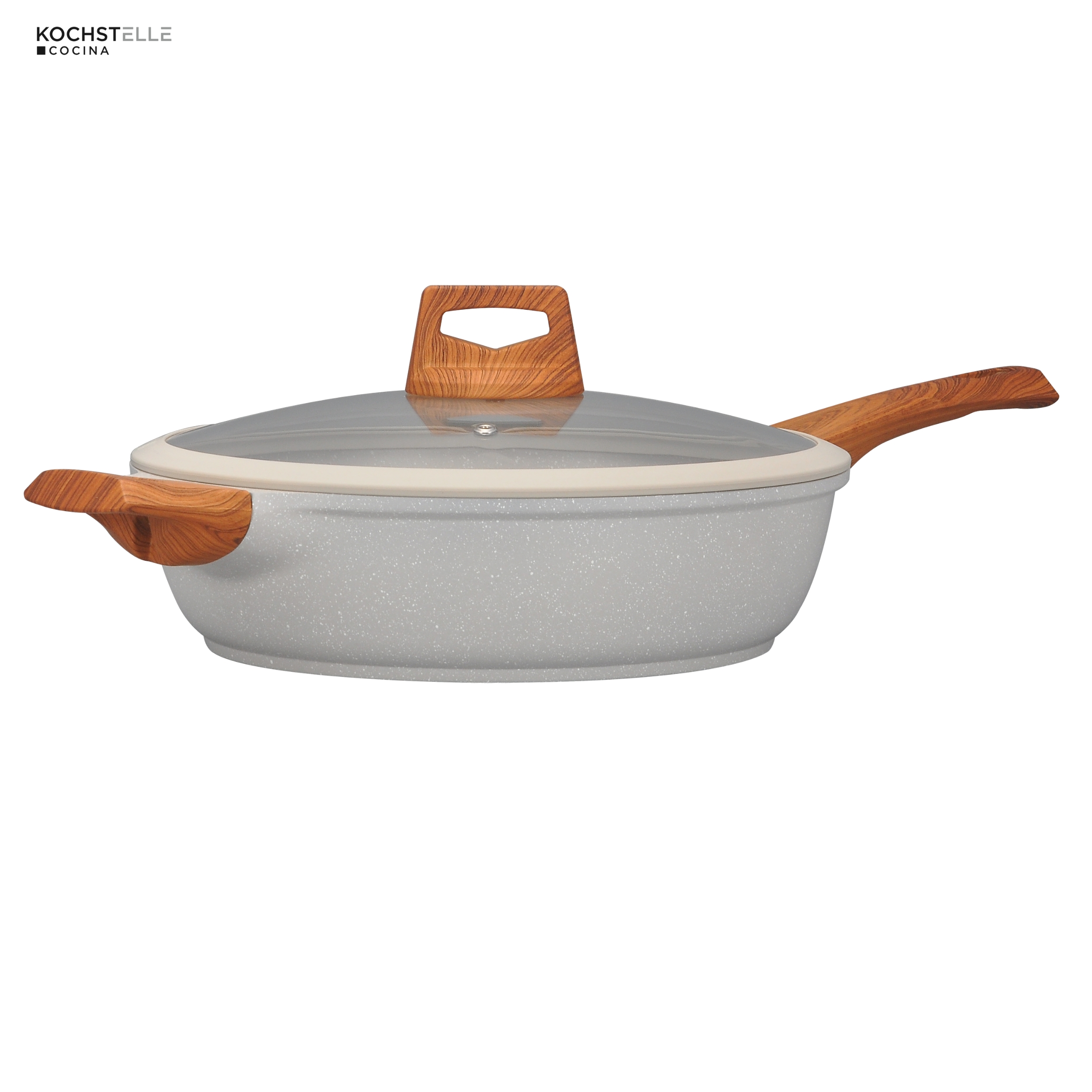 Foto 5 pulgar | Kochstelle Batería De Cocina Wood Color Blanco Mármol Antiadherente De 10 Piezas