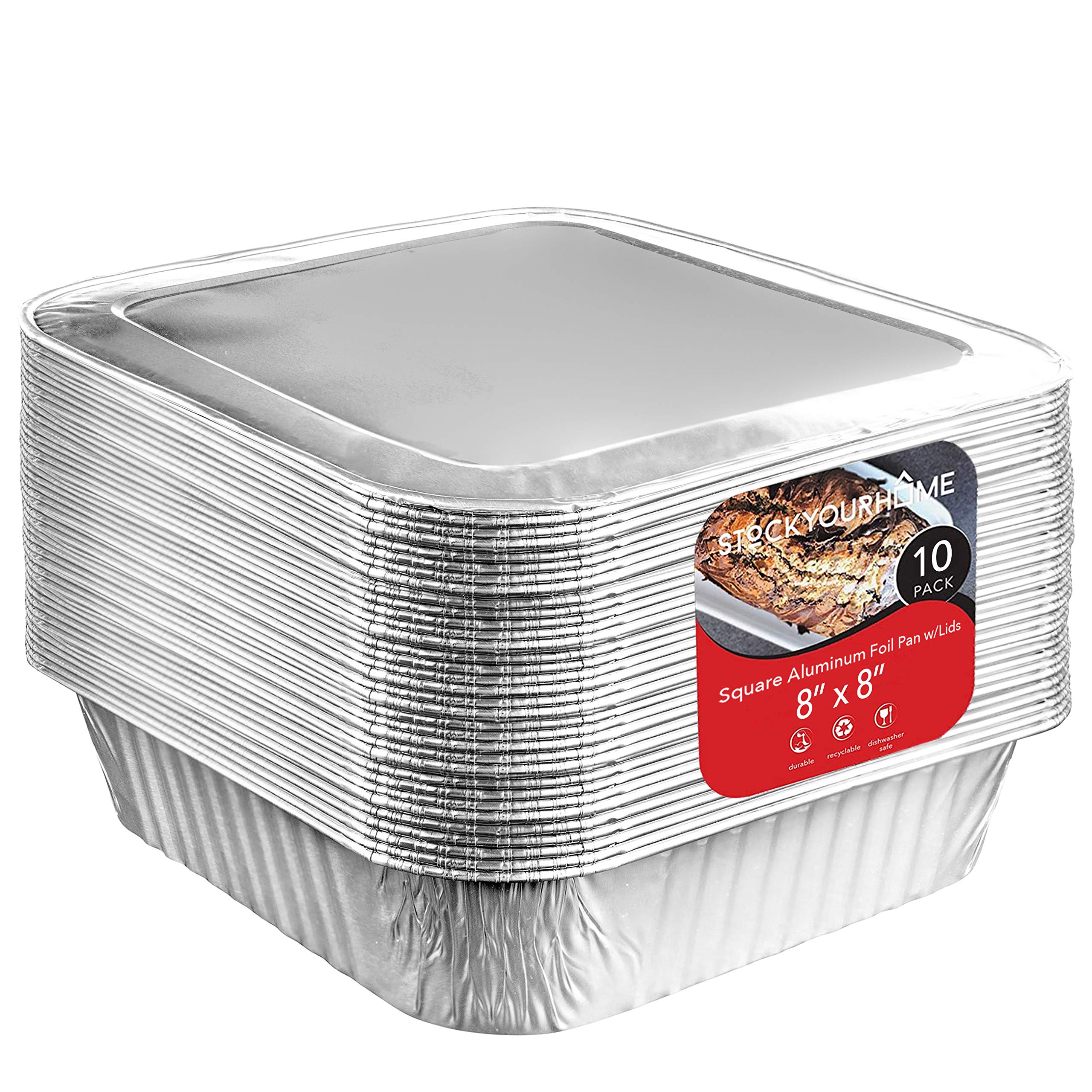 Foto 1 | Recipientes Desechables Para Alimentos Stock Your Home 8 X 8 (paquete De 10) - Venta Internacional.