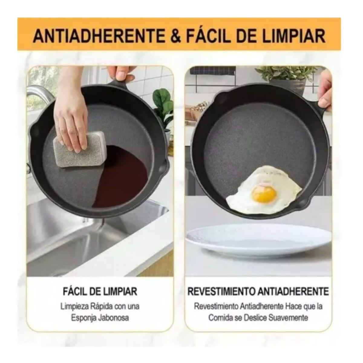 Foto 4 pulgar | 4pcs Sartenes De Hierro Fundido  Set De Sartenes Lab.g Negro