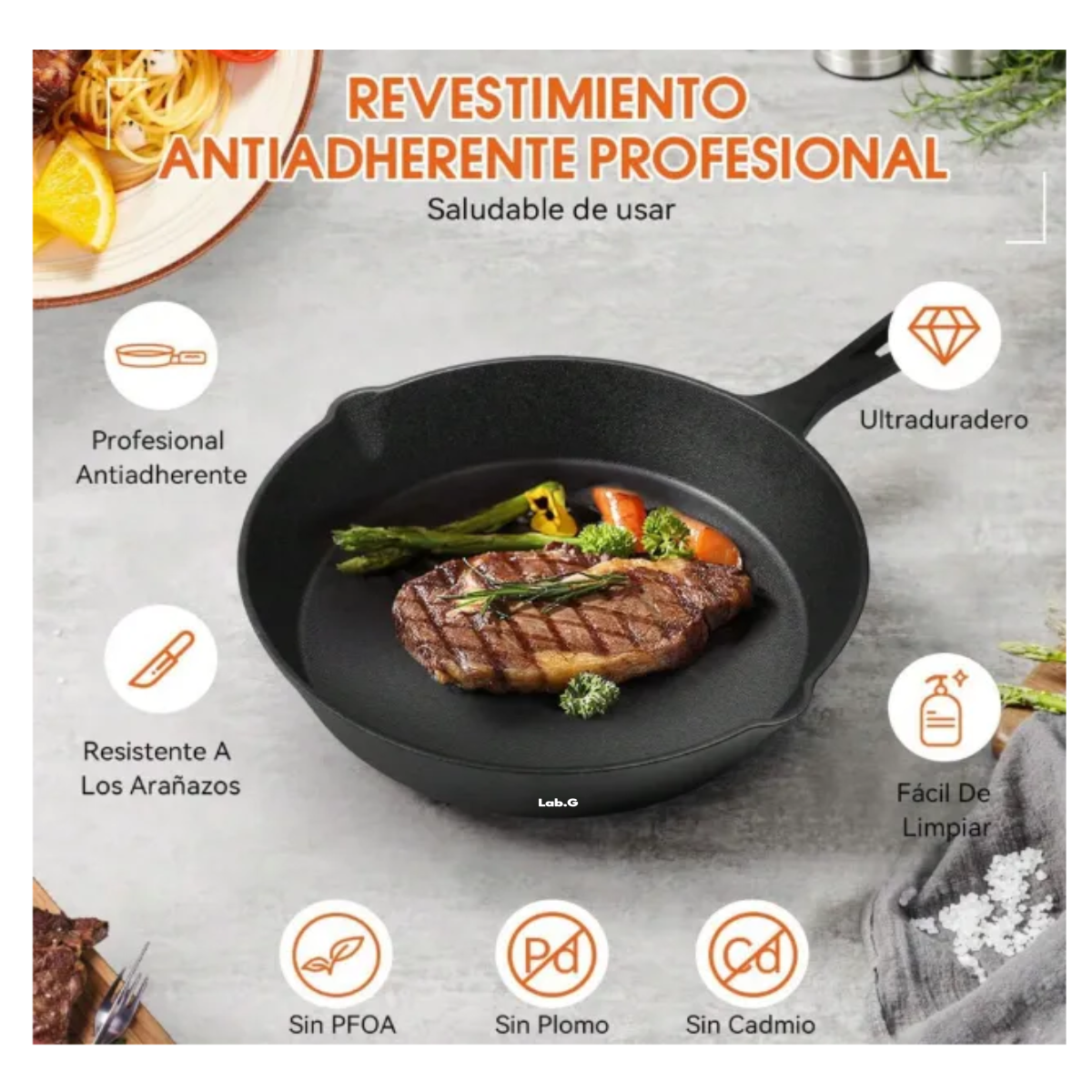 Foto 5 pulgar | 4pcs Sartenes De Hierro Fundido  Set De Sartenes Lab.g Negro
