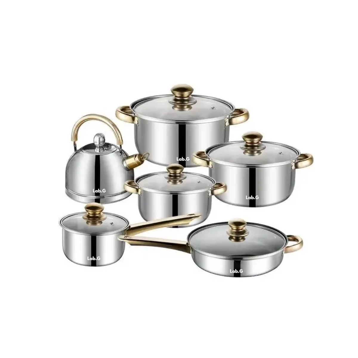 Foto 2 pulgar | Bateria De Cocina 6 Pcs Cacerolas Y Sarten Acero Inoxidable Lab.g Plata
