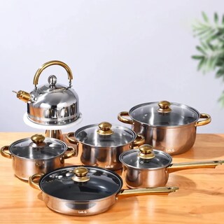 Foto 2 | Bateria De Cocina 6 Pcs Cacerolas Y Sarten Acero Inoxidable Lab.g Plata