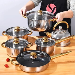 Foto 3 | Bateria De Cocina 6 Pcs Cacerolas Y Sarten Acero Inoxidable Lab.g Plata