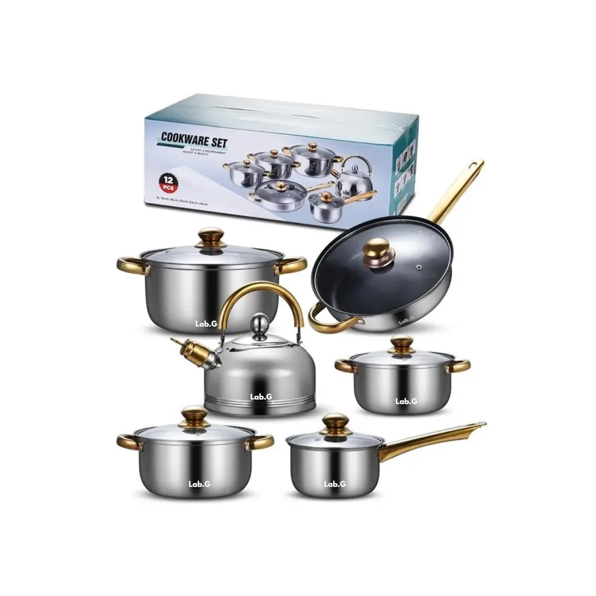 Foto 5 pulgar | Bateria De Cocina 6 Pcs Cacerolas Y Sarten Acero Inoxidable Lab.g Plata