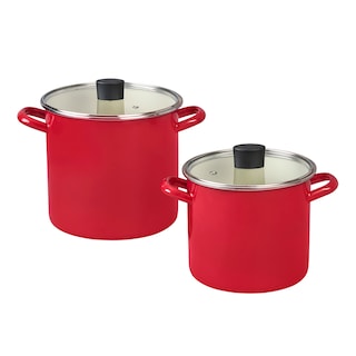 Foto 1 | Juego De 2 Ollas Altas Con Tapa De Vidrio Cinsa Color Rojo Bicolor
