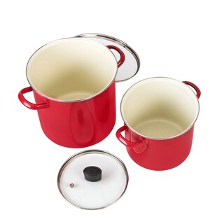 Foto 3 | Juego De 2 Ollas Altas Con Tapa De Vidrio Cinsa Color Rojo Bicolor