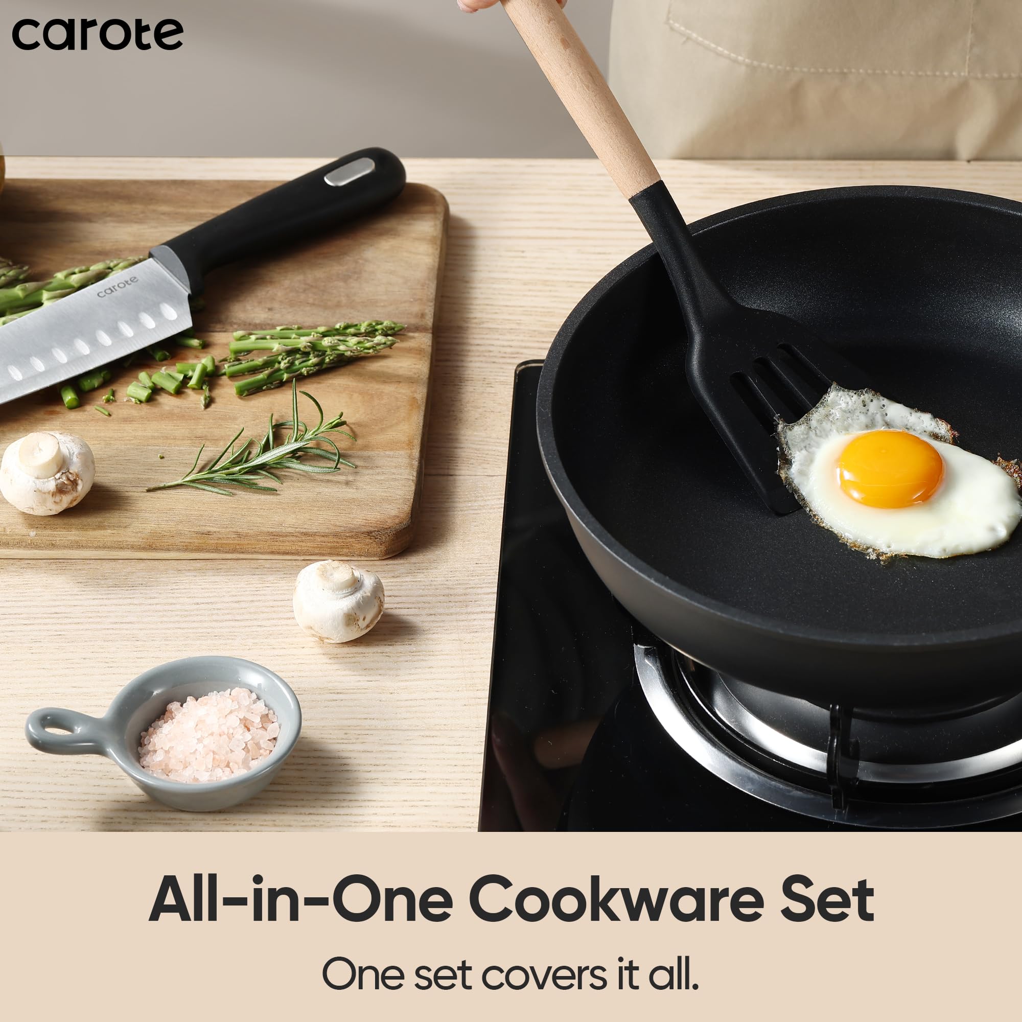 Foto 5 | Juego De Utensilios De Cocina Carote Antiadherentes 25 Piezas Con Juego De Cuchillos Jet Black - Venta Internacional.