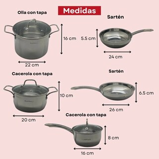 Foto 3 | Batería De Cocina Royal Haus Acero Inox Quirúrgico 8 Pzs Plateado