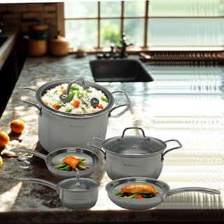 Foto 4 | Batería De Cocina Royal Haus Acero Inox Quirúrgico 8 Pzs Plateado