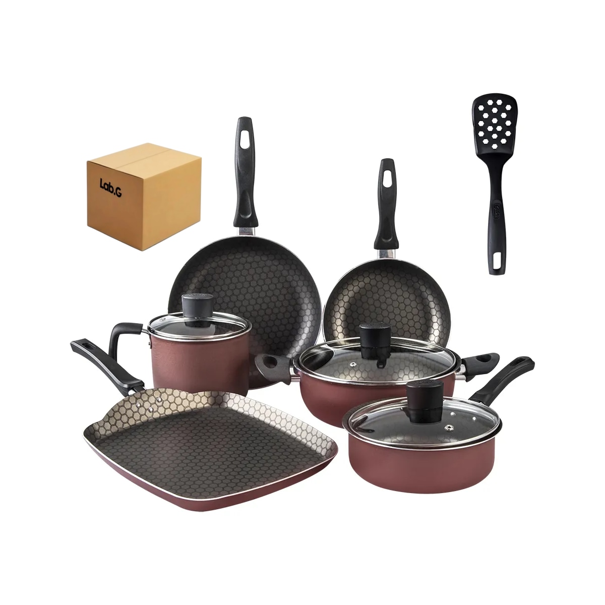 Batería De Cocina 10 Piezas Magnífica Rojo Con Negro