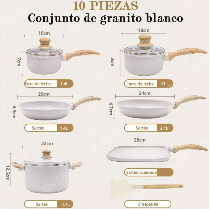 Foto 4 pulgar | Xtellar Juego De Sartenes Antiadherentes De Lujo 10 Piezas En Blanco