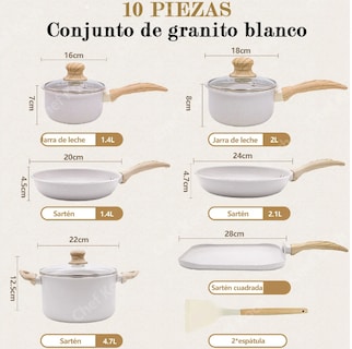 Foto 3 | Xtellar Juego De Sartenes Antiadherentes De Lujo 10 Piezas En Blanco