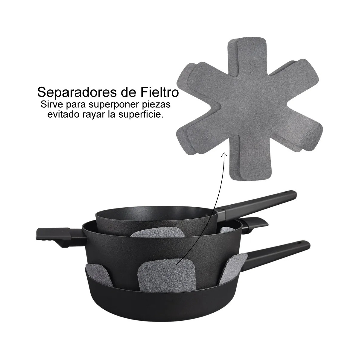 Foto 5 | Batería Cocina Hudson Aluminio Negra Antiadherente 5 Piezas
