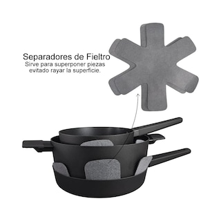 Foto 5 | Batería Cocina Hudson Aluminio Negra Antiadherente 5 Piezas