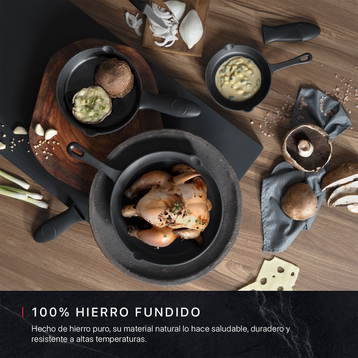 Foto 2 | Juego De Sartenes Cookify Hierro Fundido Precurado Negro 3 Piezas