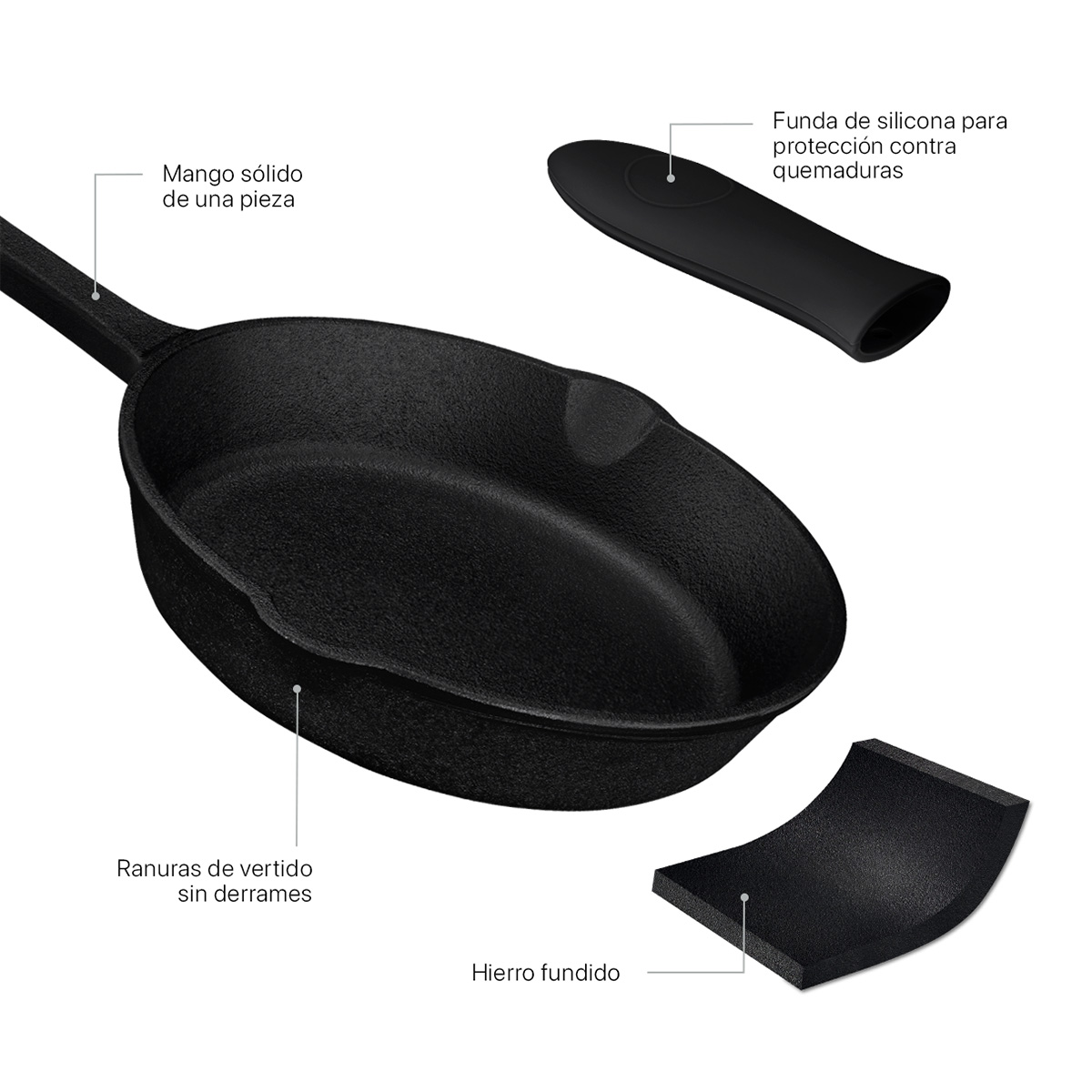 Foto 4 pulgar | Juego De Sartenes Cookify Hierro Fundido Precurado Negro 3 Piezas