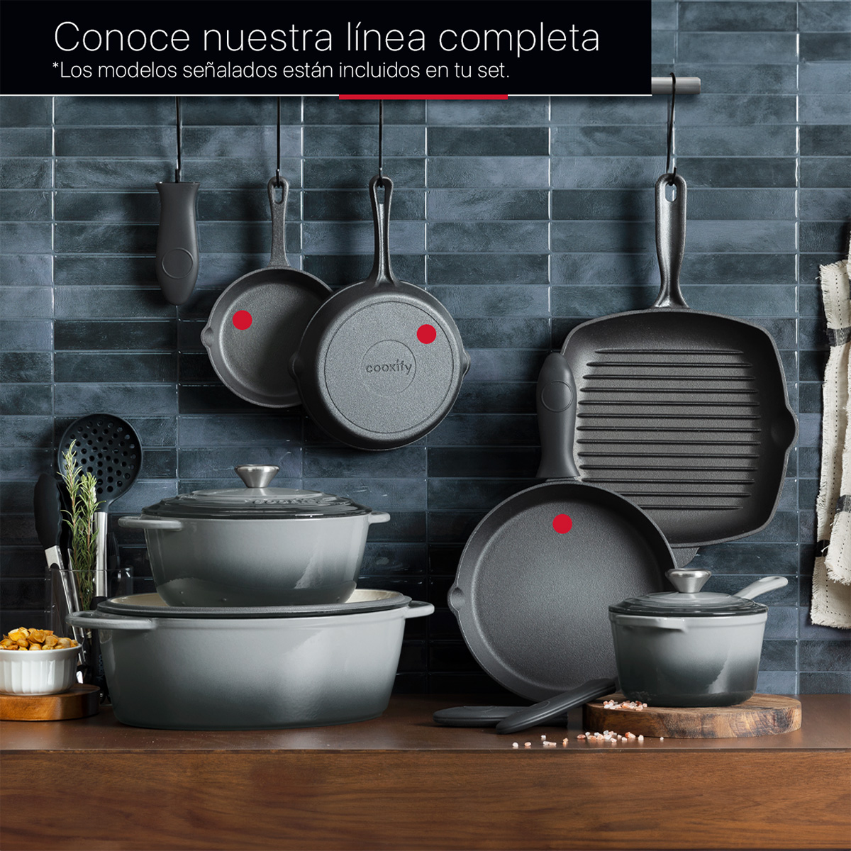 Foto 8 pulgar | Juego De Sartenes Cookify Hierro Fundido Precurado Negro 3 Piezas