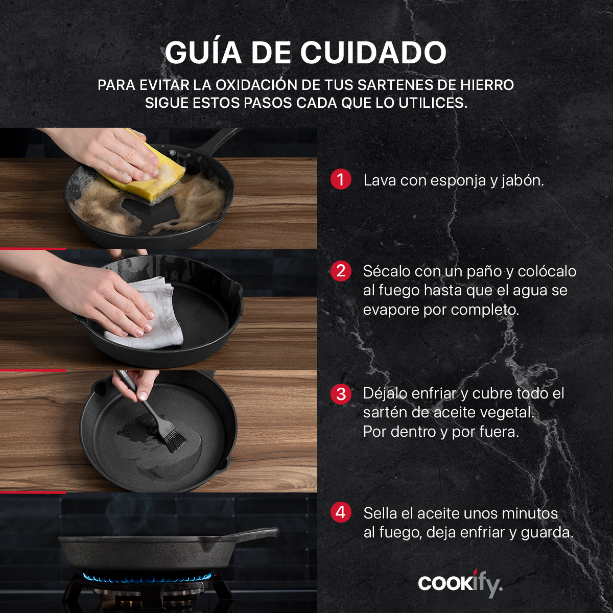 Foto 9 pulgar | Juego De Sartenes Cookify Hierro Fundido Precurado Negro 3 Piezas