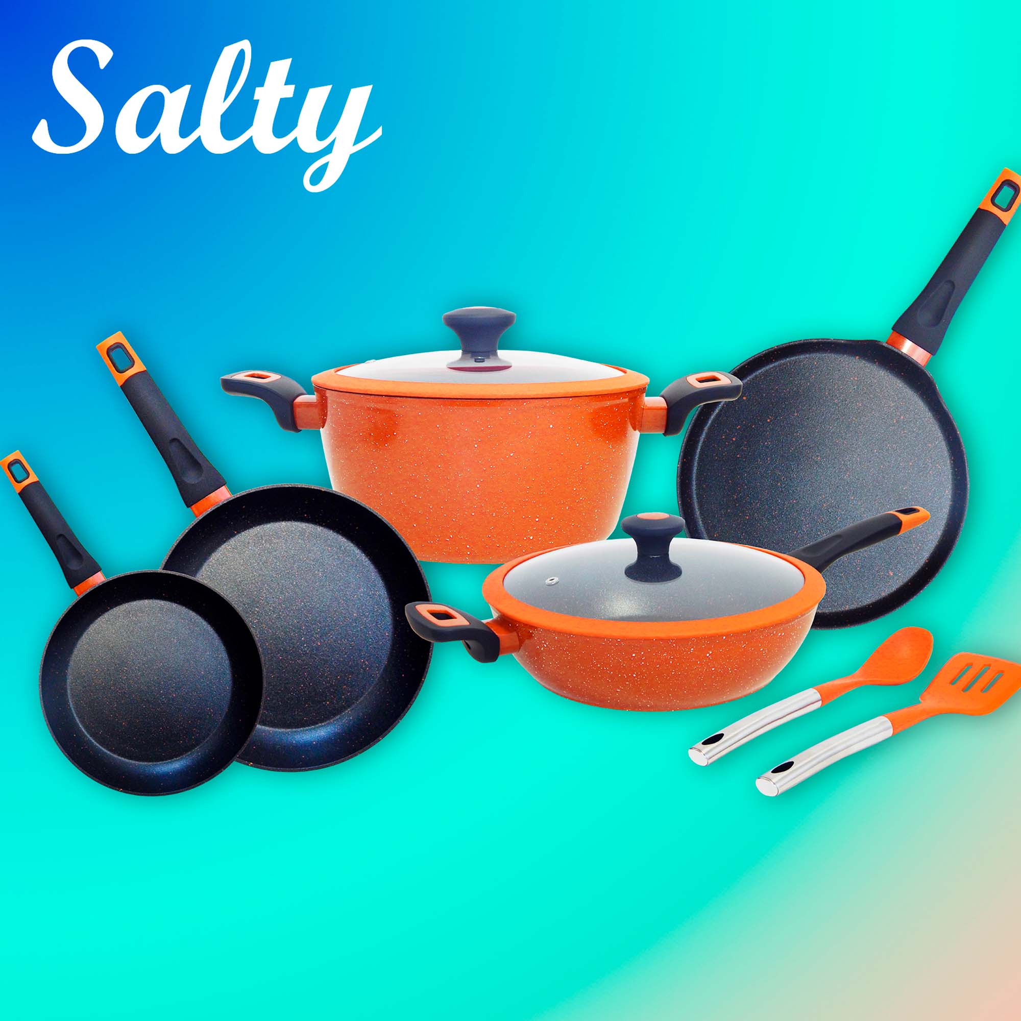 Foto 8 pulgar | Batería De Cocina Set 9 Piezas Naranja Salty