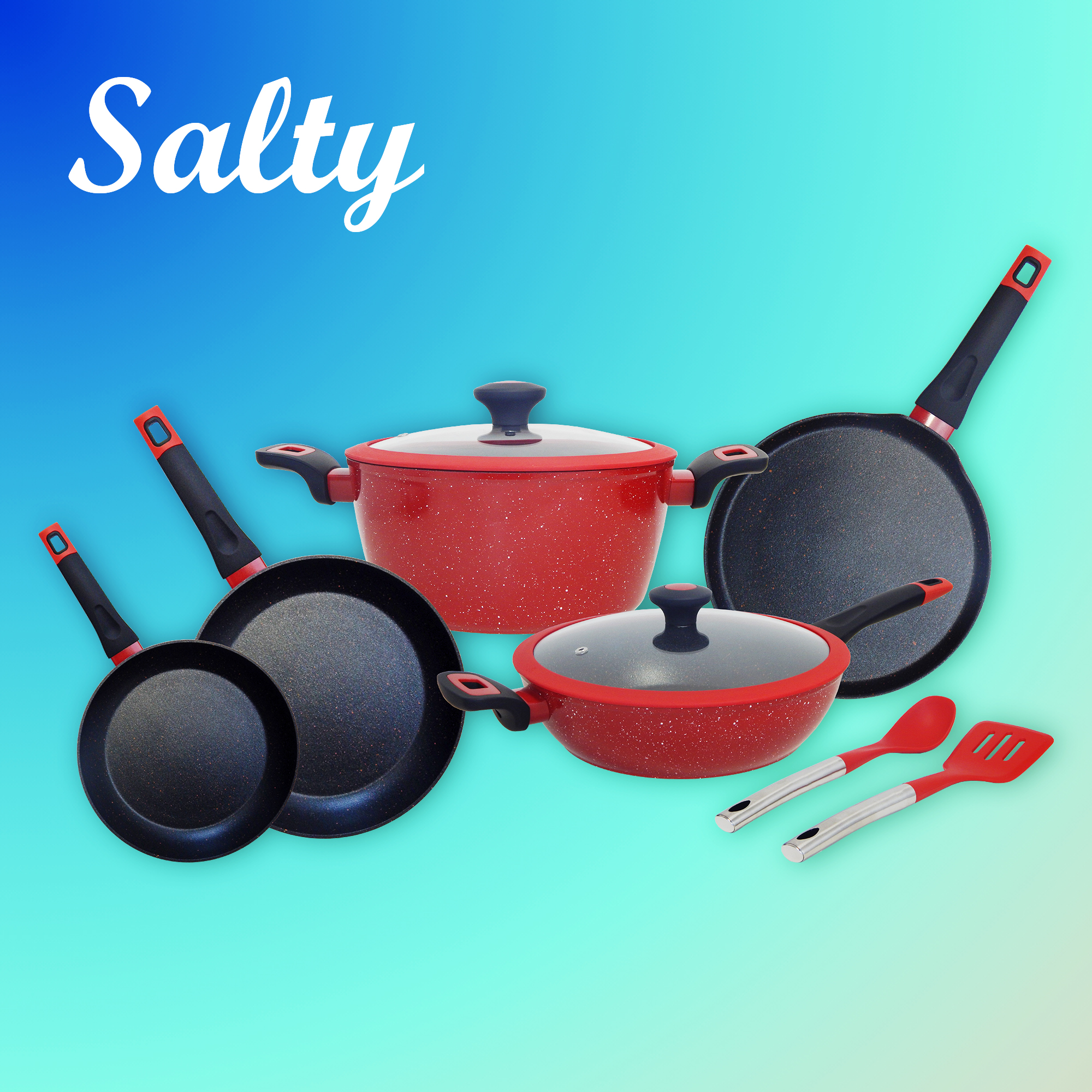 Foto 9 pulgar | Batería De Cocina Set 9 Piezas Color Rojo Salty