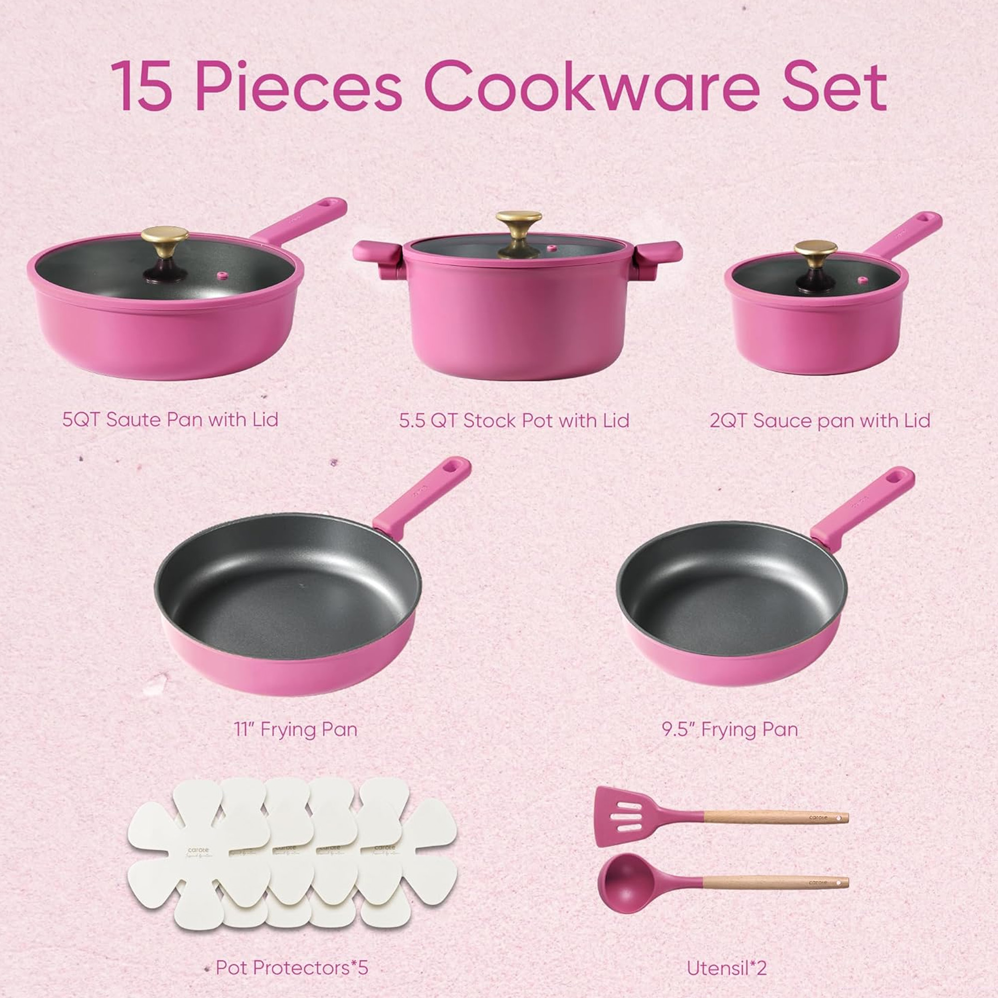 Foto 5 | Set Ollas Carote Magenta Antiadherente 15 Piezas