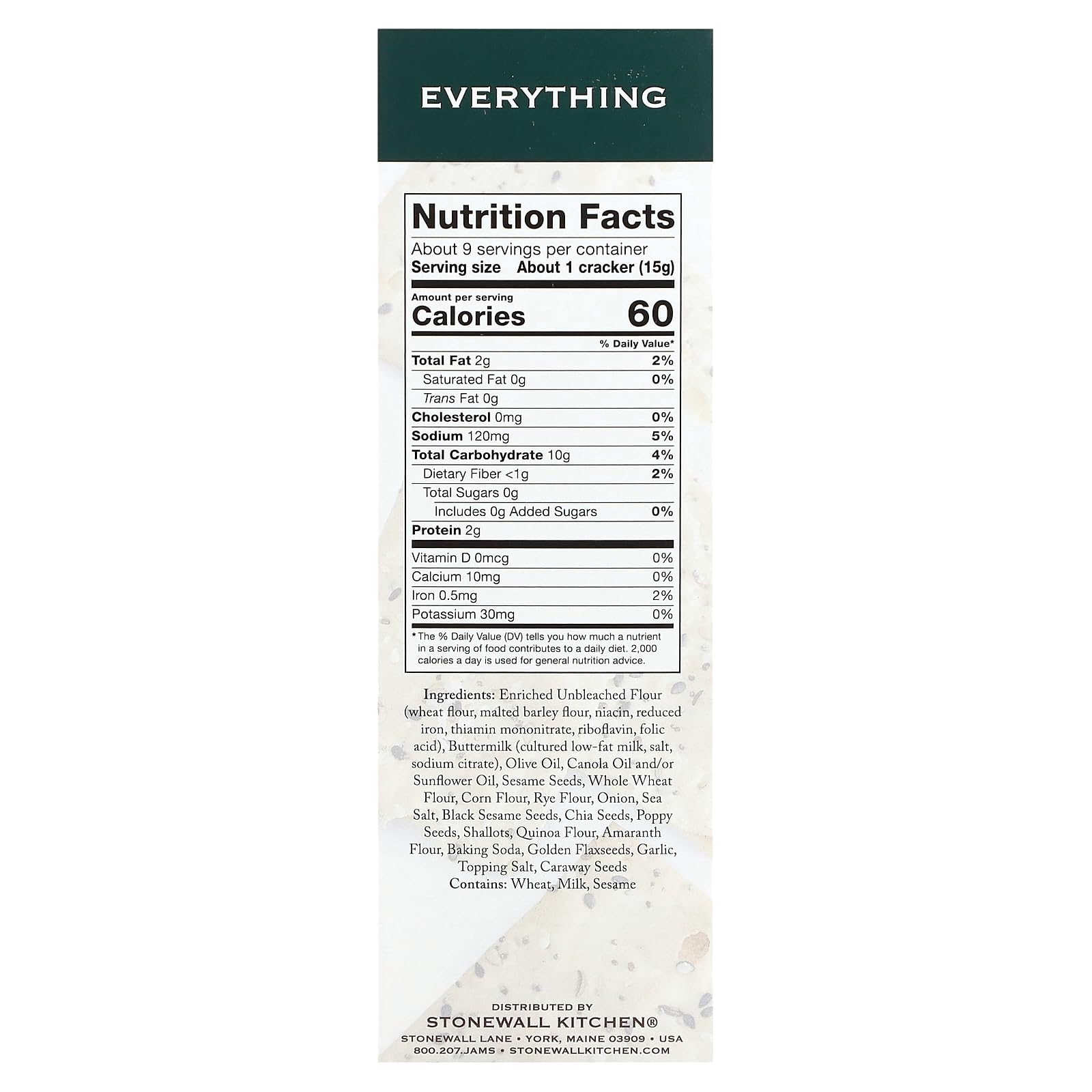Foto 3 pulgar | Flatbread Crisps Stonewall Kitchen Everything 140 Ml - Venta Internacional.