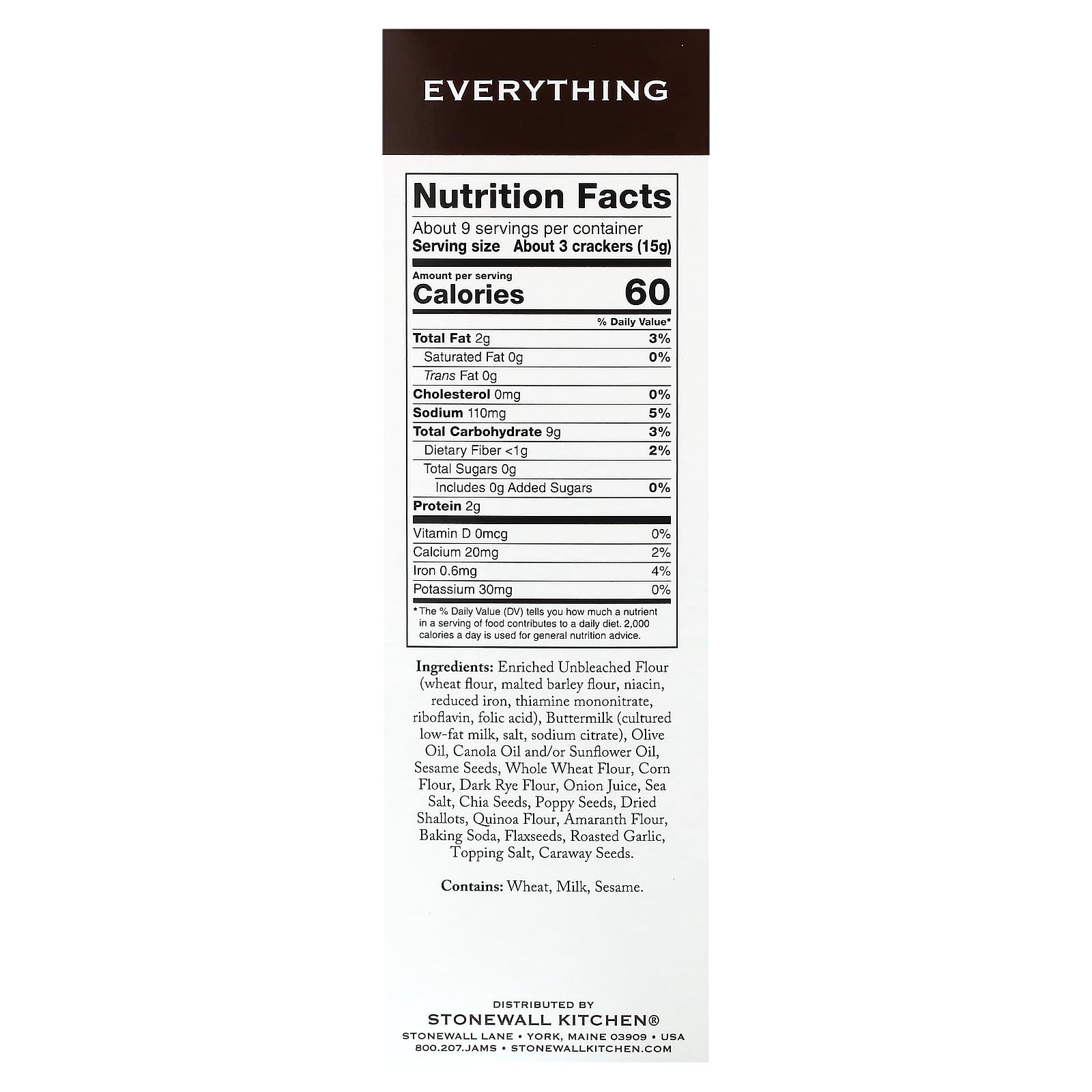 Foto 2 | Cracker Stonewall Kitchen Everything Deli  140 Ml - Venta Internacional.