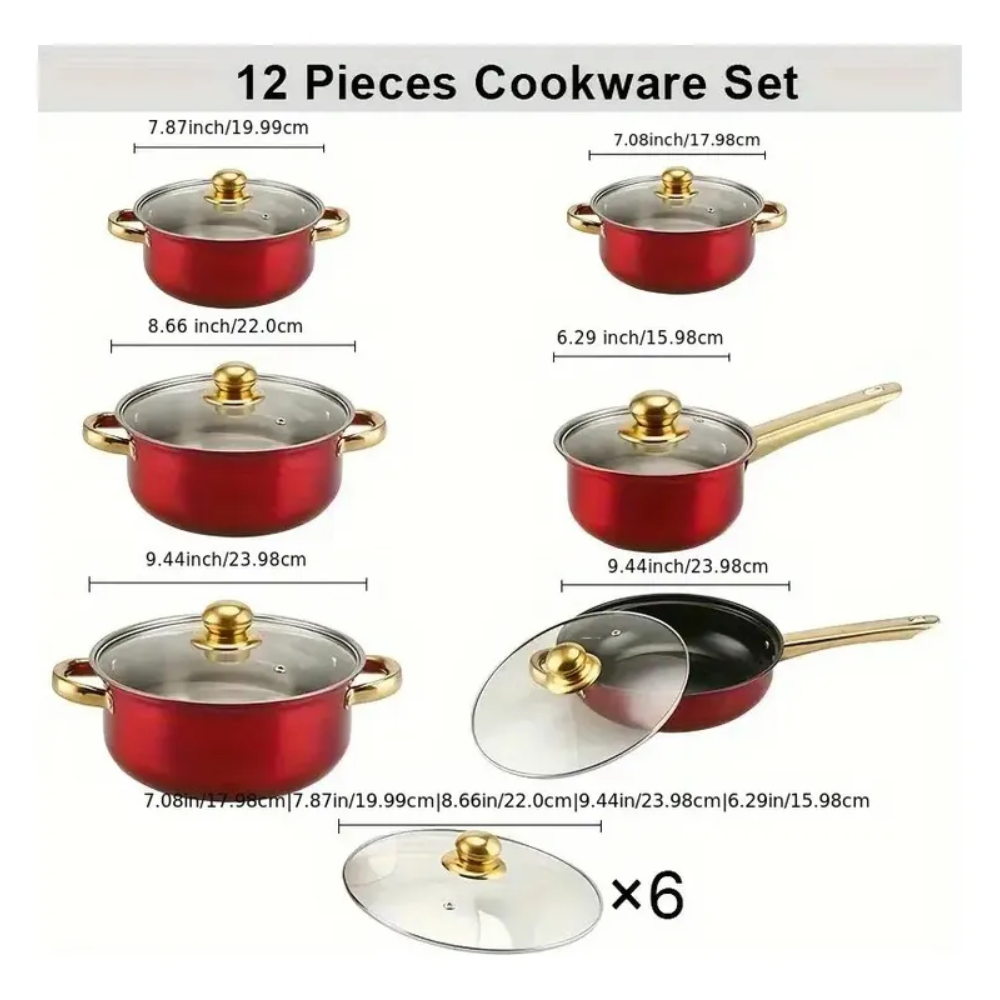 Foto 4 pulgar | Batería Cocina 12 Pz Acero Inoxidable Ollas Cacerola Sartén