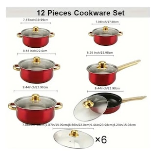 Foto 3 | Batería Cocina 12 Pz Acero Inoxidable Ollas Cacerola Sartén