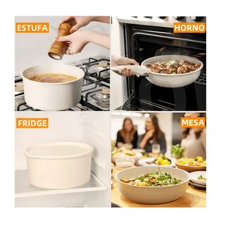 Foto 3 | Batería De Cocina Sartén Antiadherente Juego Ollas 25 Piezas Beige