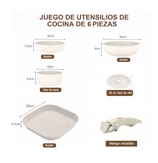 Foto 3 | Juego De Sartenes Antiadherentes 6 Pzs Beige