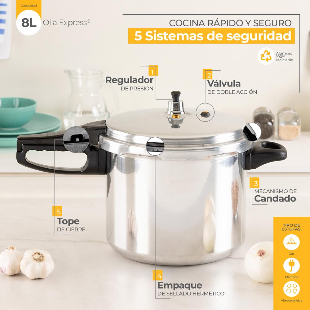 Foto 5 pulgar | Juego De Olla Express Ekco 8 Litros Con Juego De Sartenes Ekco