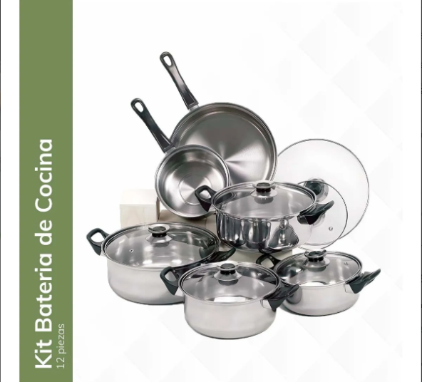 Foto 4 pulgar | Kit Batería De Cocina Sartenes Y Ollas Con Tapa 12 Piezas Color Gris Oscuro