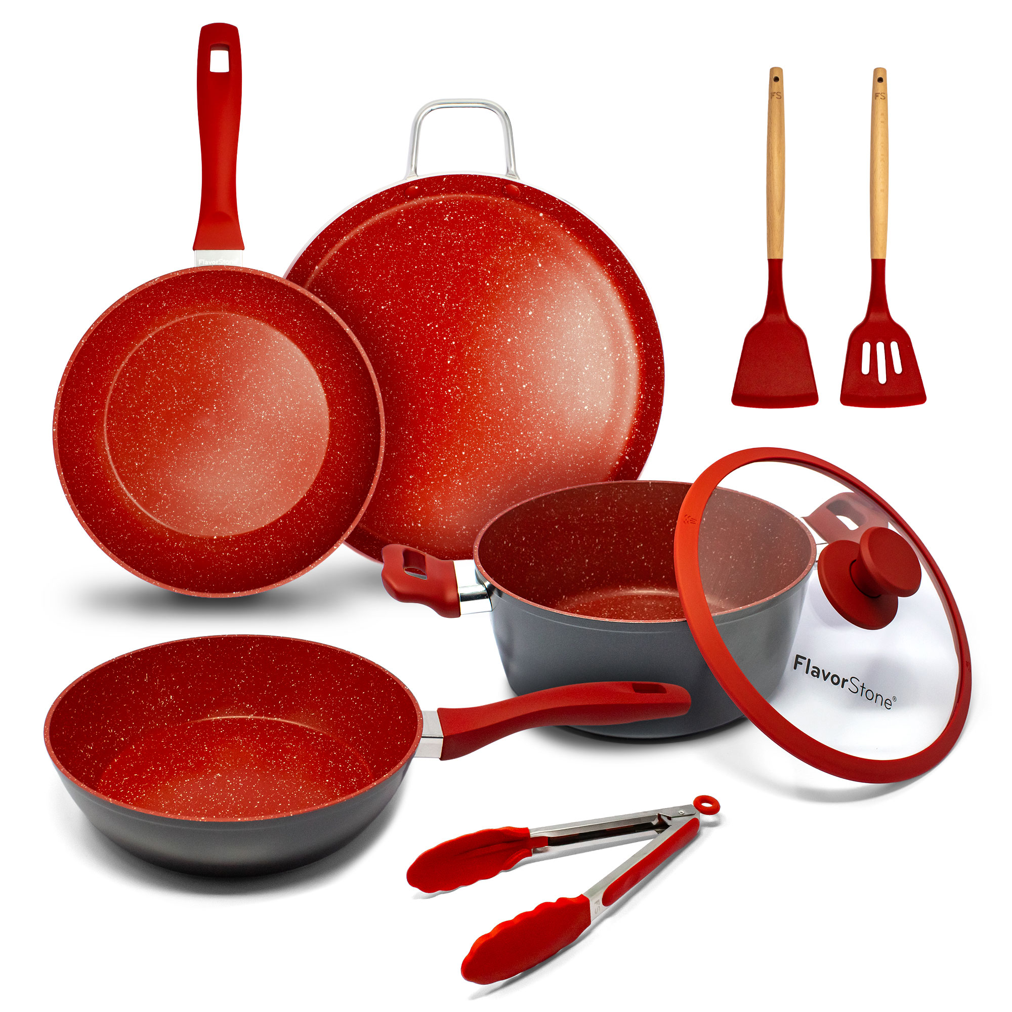 Foto 1 | Juego De Sartenes Flavorstone Light Set 8 Piezas Color Rojo