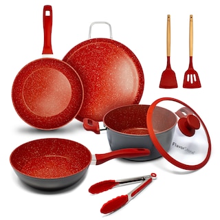 Foto 1 | Juego De Sartenes Flavorstone Light Set 8 Piezas Color Rojo
