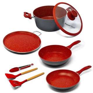 Foto 2 | Juego De Sartenes Flavorstone Light Set 8 Piezas Color Rojo