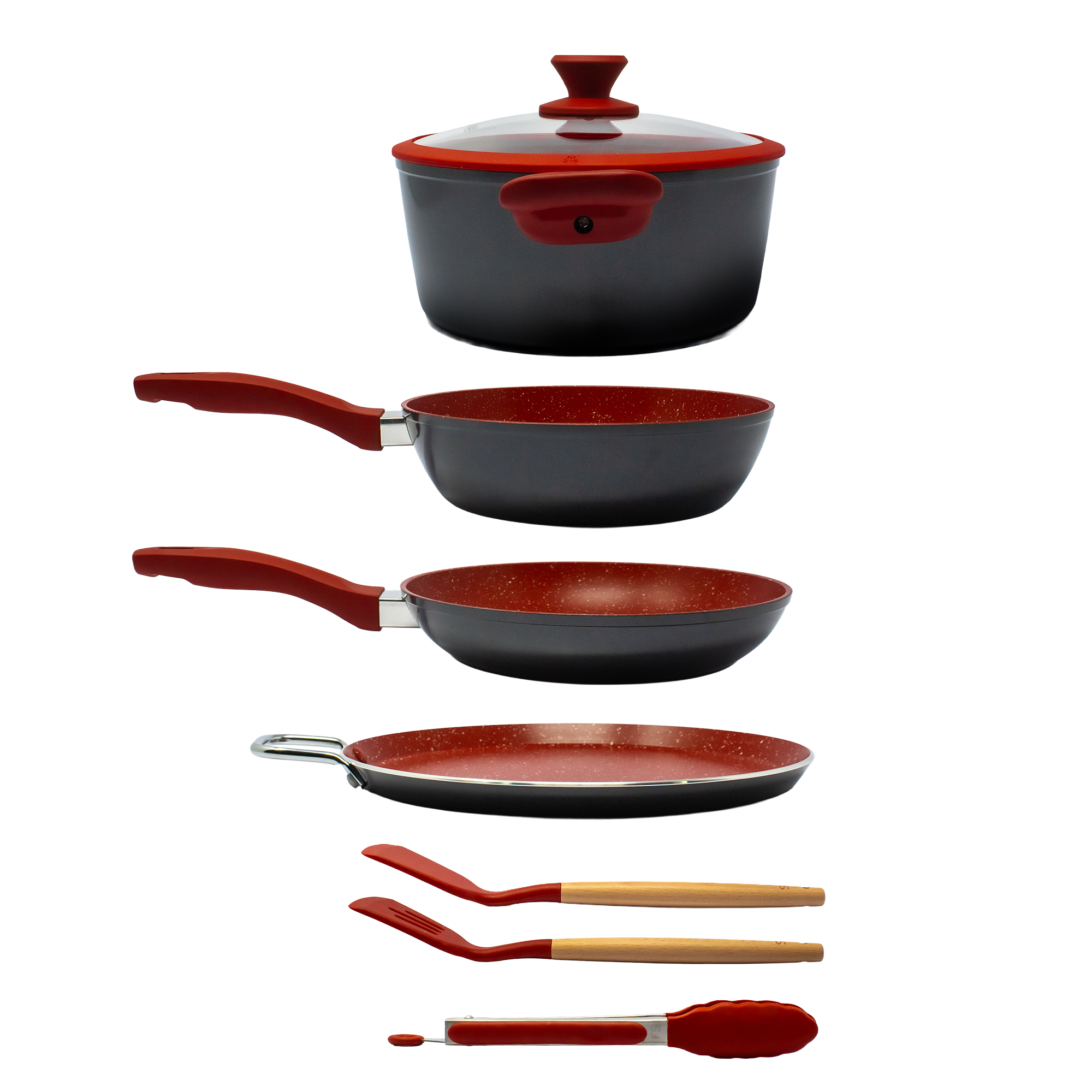Foto 4 | Juego De Sartenes Flavorstone Light Set 8 Piezas Color Rojo