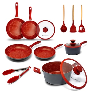 Foto 1 | Batería De Cocina Flavorstone Ligth Set 16 Piezas Color Rojo